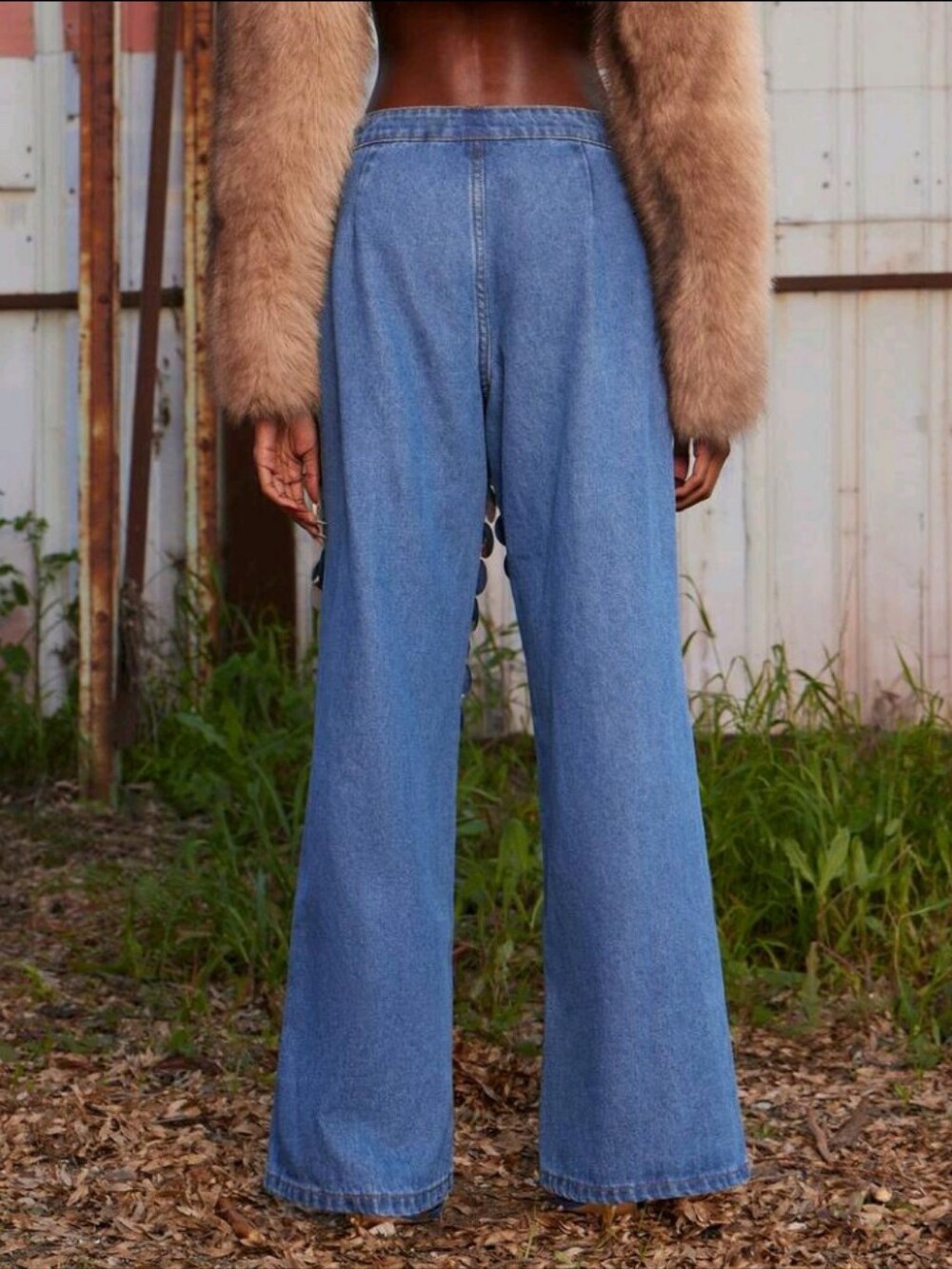 Denim Jean Baggy Straight Pant Versatile Sequin Glitter Shine Sparkle Bedazzle - Picture 6 of 10
